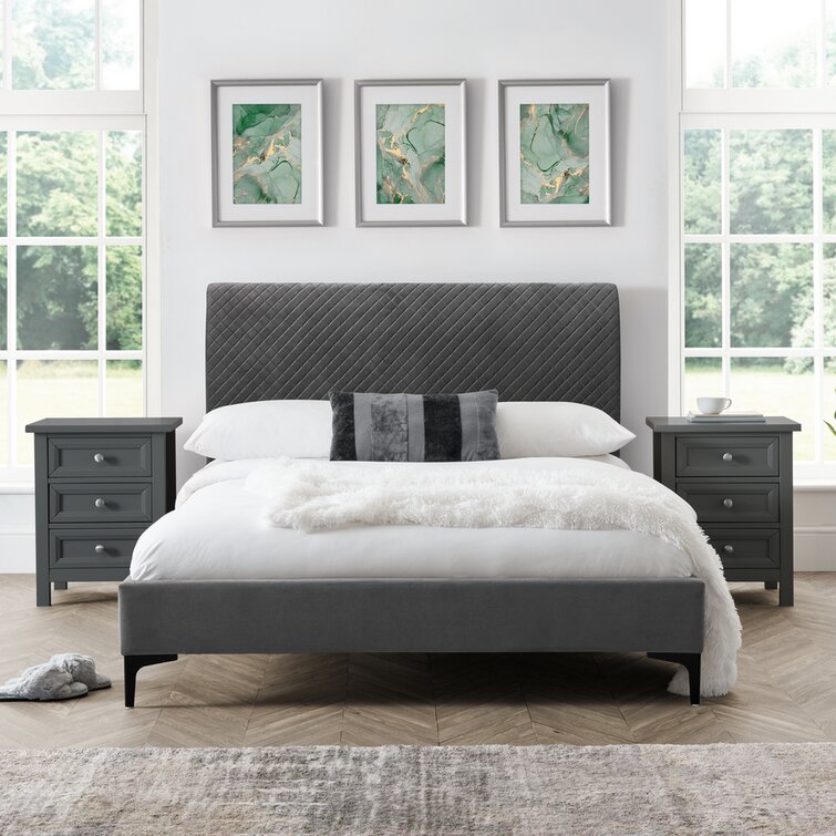 Wayfair grey on sale upholstered bed